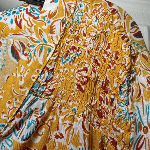 Jones New York mustard w/blue and white floral print 2X - Picture 4 of 7